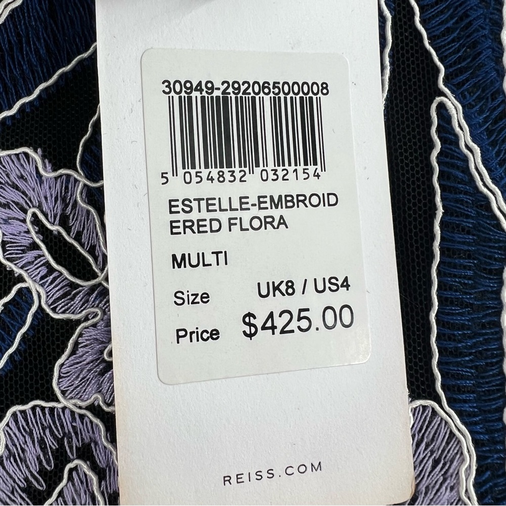 Reiss NWT Estelle Floral Embroidered Mini Dress size 4 - Picture 6 of 10